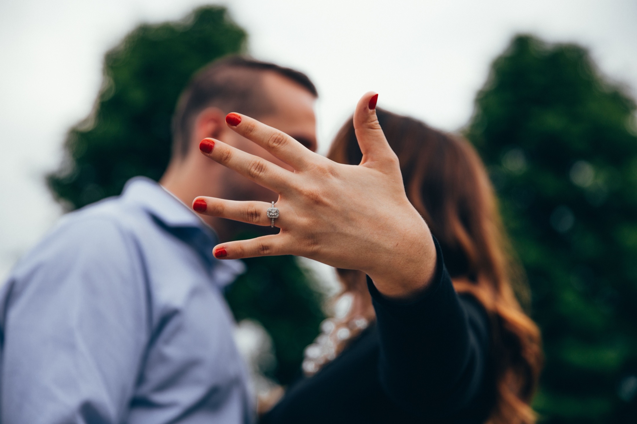 Hand showing a ring during a celebration