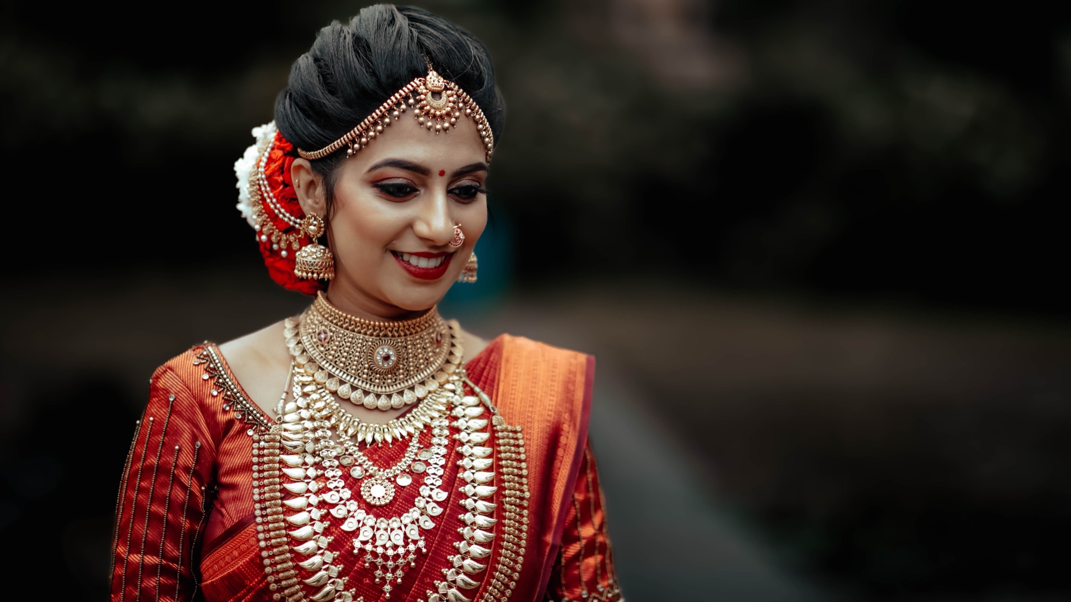Bride smiling before a celebration